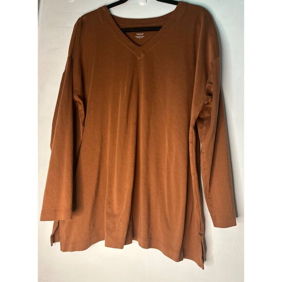 J. Jill Tops - J Jill Simply Supima VNeck Tunic XL 100% Cotton Minimalist Soft Casual Top brown